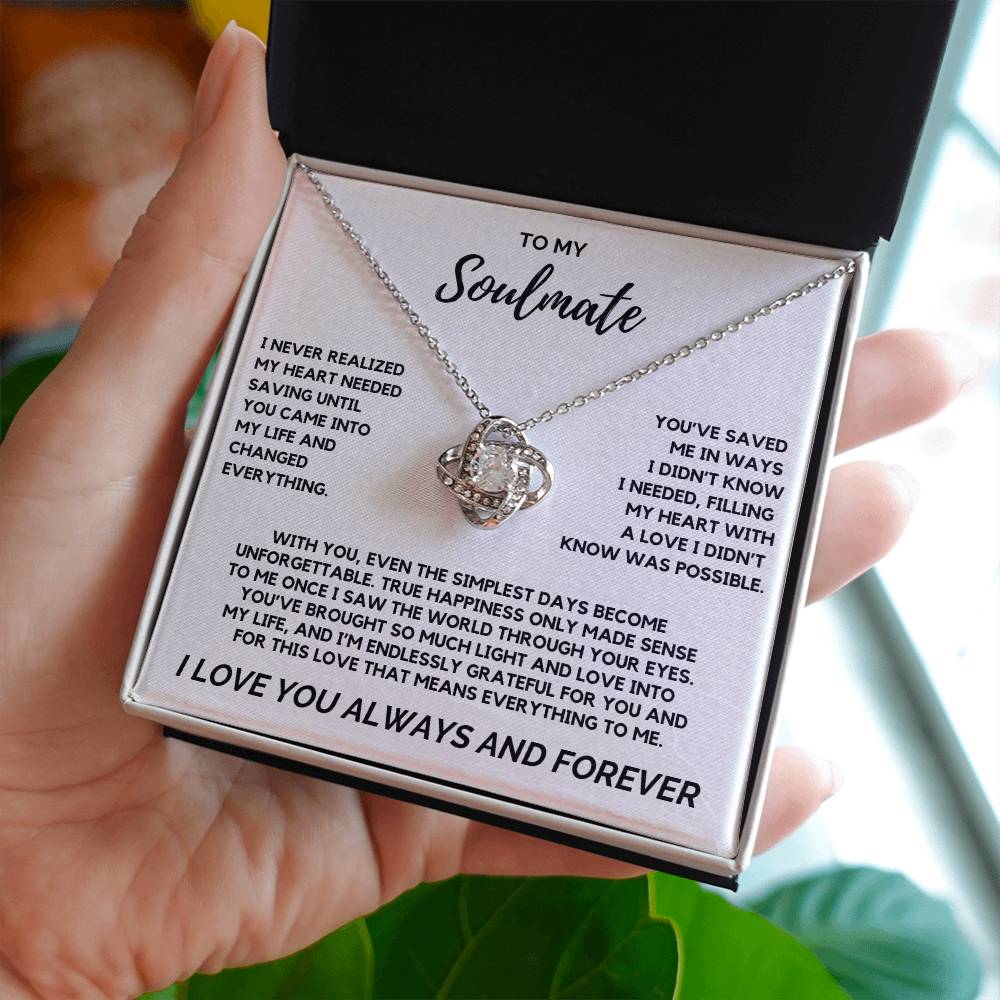 Soulmate - I never realized this heart needed saving - Love Knot Necklace