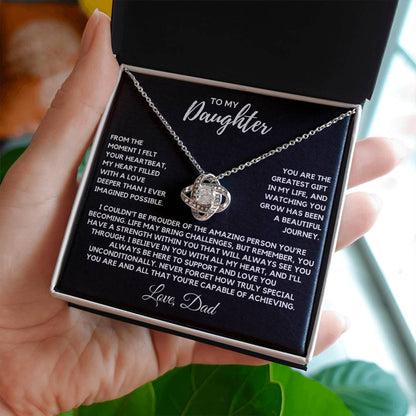 Daughter - The moment I felt your heartbeat - Love Knot Necklace