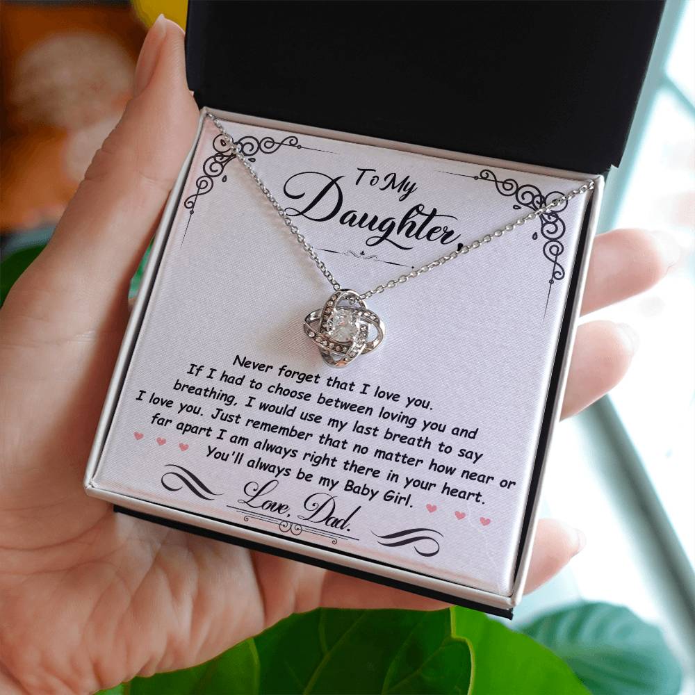 Daughter - Never Forget That I Love You - Love Knot Necklace