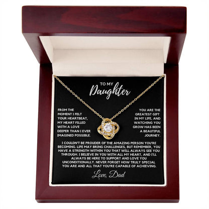 Daughter - The moment I felt your heartbeat - Love Knot Necklace