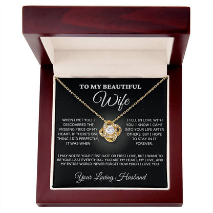 Wife - Missing Piece Of My Heart - Love Knot Necklace