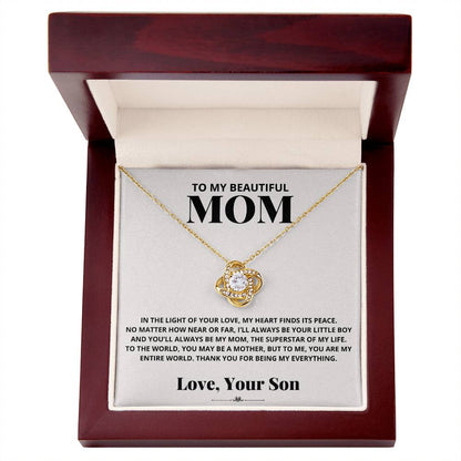 Mom - In the Light of Your Love - Love Knot Necklace