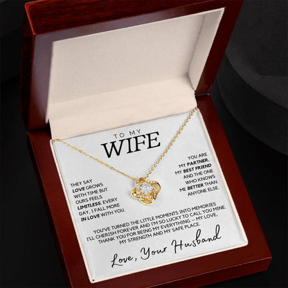 Wife - They say love grows with time but ours feels limitless - Love Knot Necklace