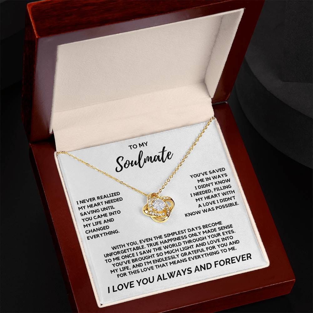 Soulmate - I never realized this heart needed saving - Love Knot Necklace