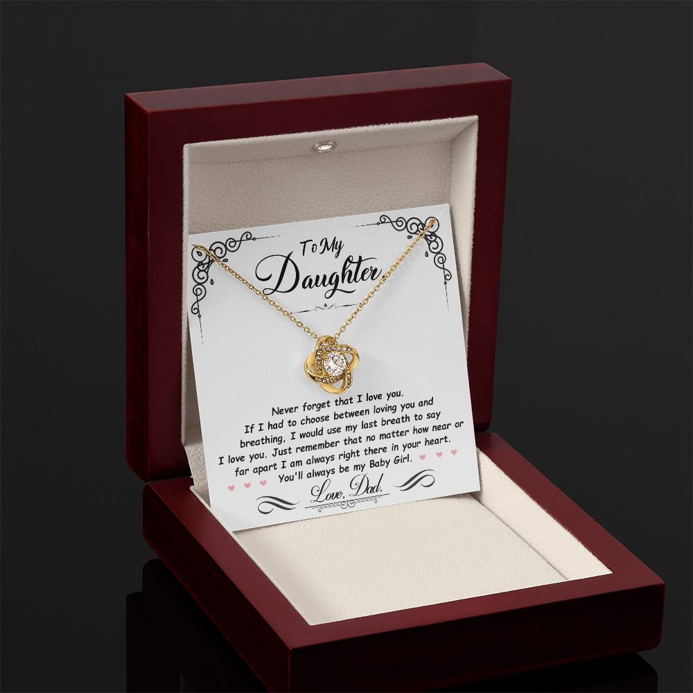 Daughter - Never Forget That I Love You - Love Knot Necklace