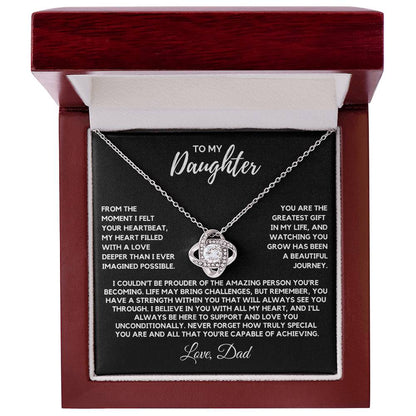 Daughter - The moment I felt your heartbeat - Love Knot Necklace