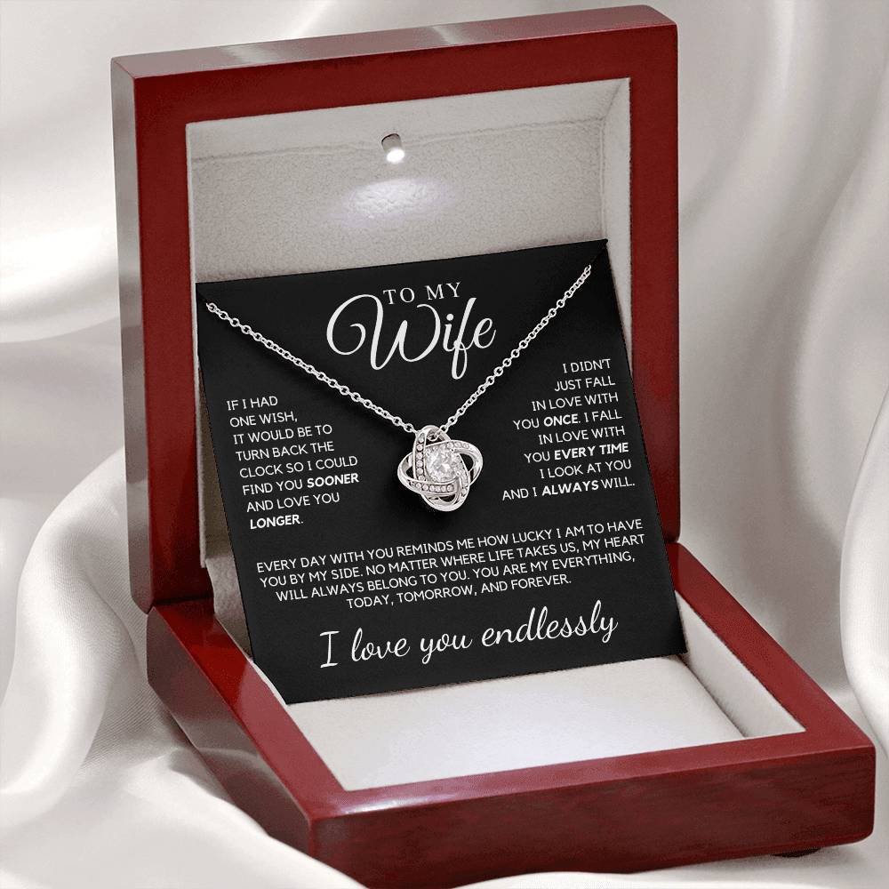 Wife - If I had one wish, it would be to turn back the clock - Love Knot Necklace