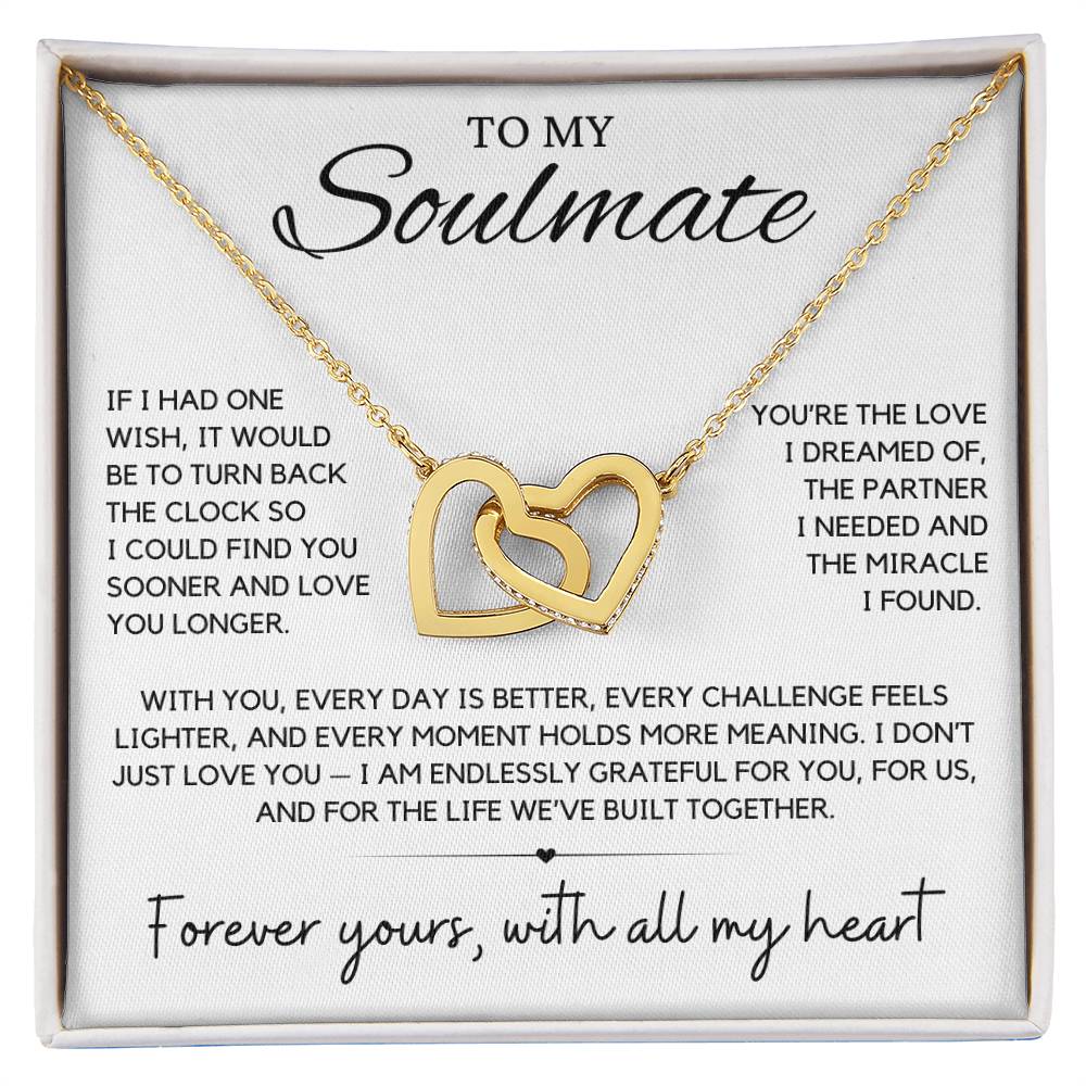 Soulmate - If I had one wish, it would be to turn back the clock - Interlocking Hearts Necklace