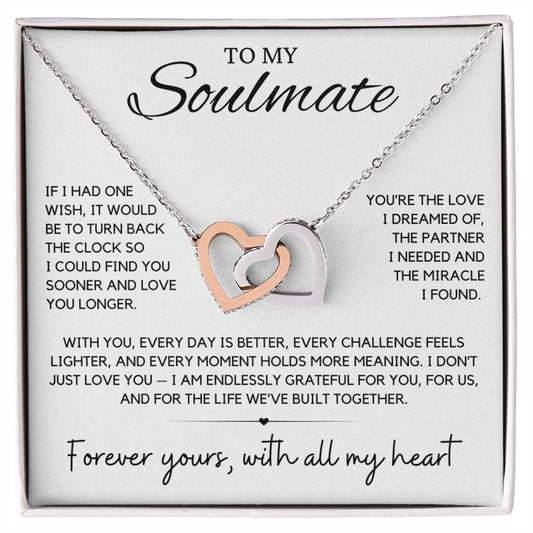 Soulmate - If I had one wish, it would be to turn back the clock - Interlocking Hearts Necklace