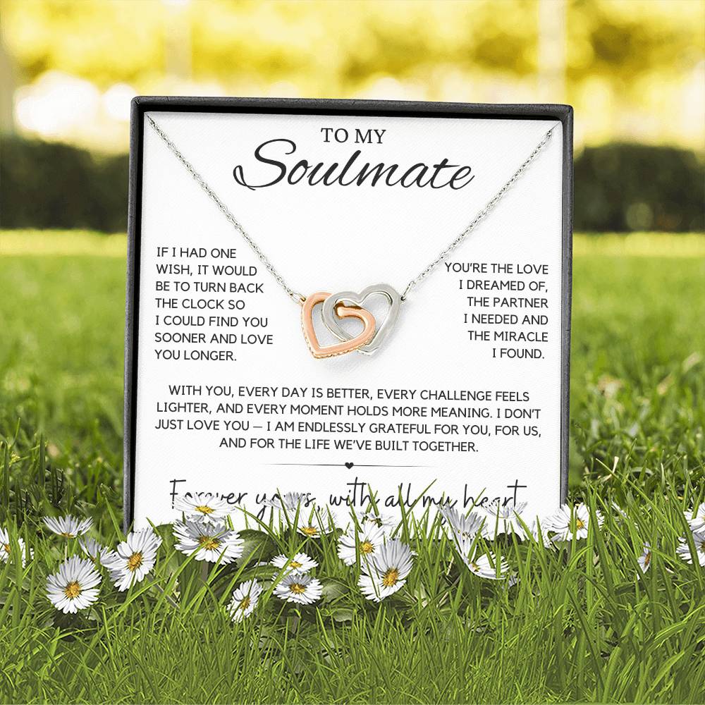 Soulmate - If I had one wish, it would be to turn back the clock - Interlocking Hearts Necklace