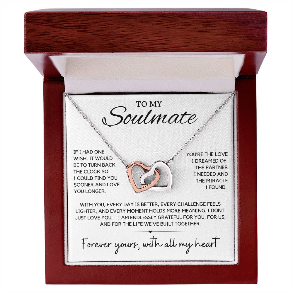 Soulmate - If I had one wish, it would be to turn back the clock - Interlocking Hearts Necklace