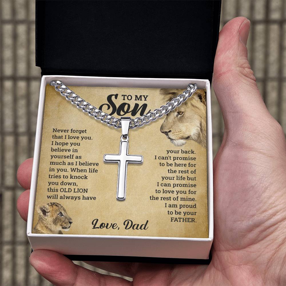 Son - Never Forget That I Love You - Cross Necklace on Cuban Chain