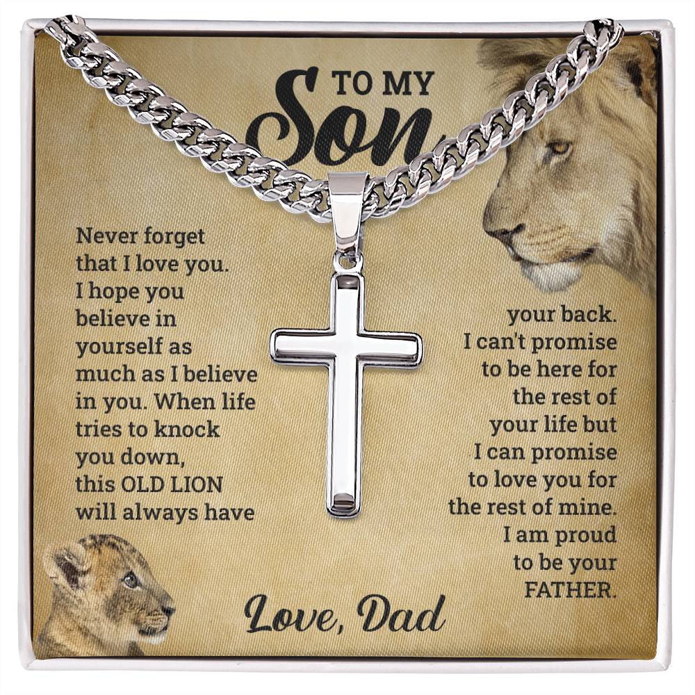 Son - Never Forget That I Love You - Cross Necklace on Cuban Chain