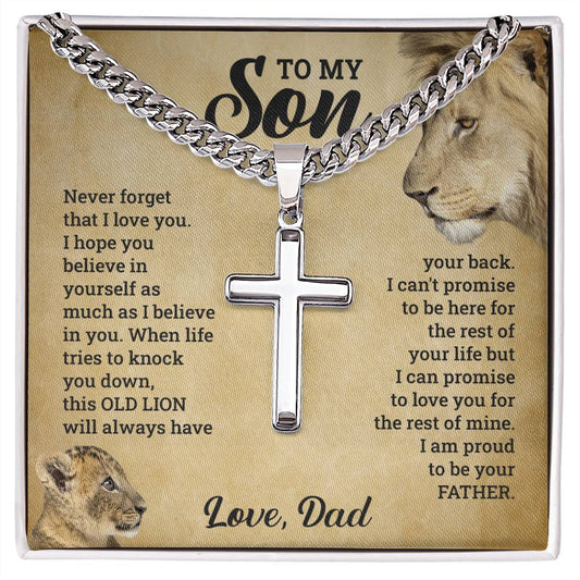 Son - Never Forget That I Love You - Cross Necklace on Cuban Chain