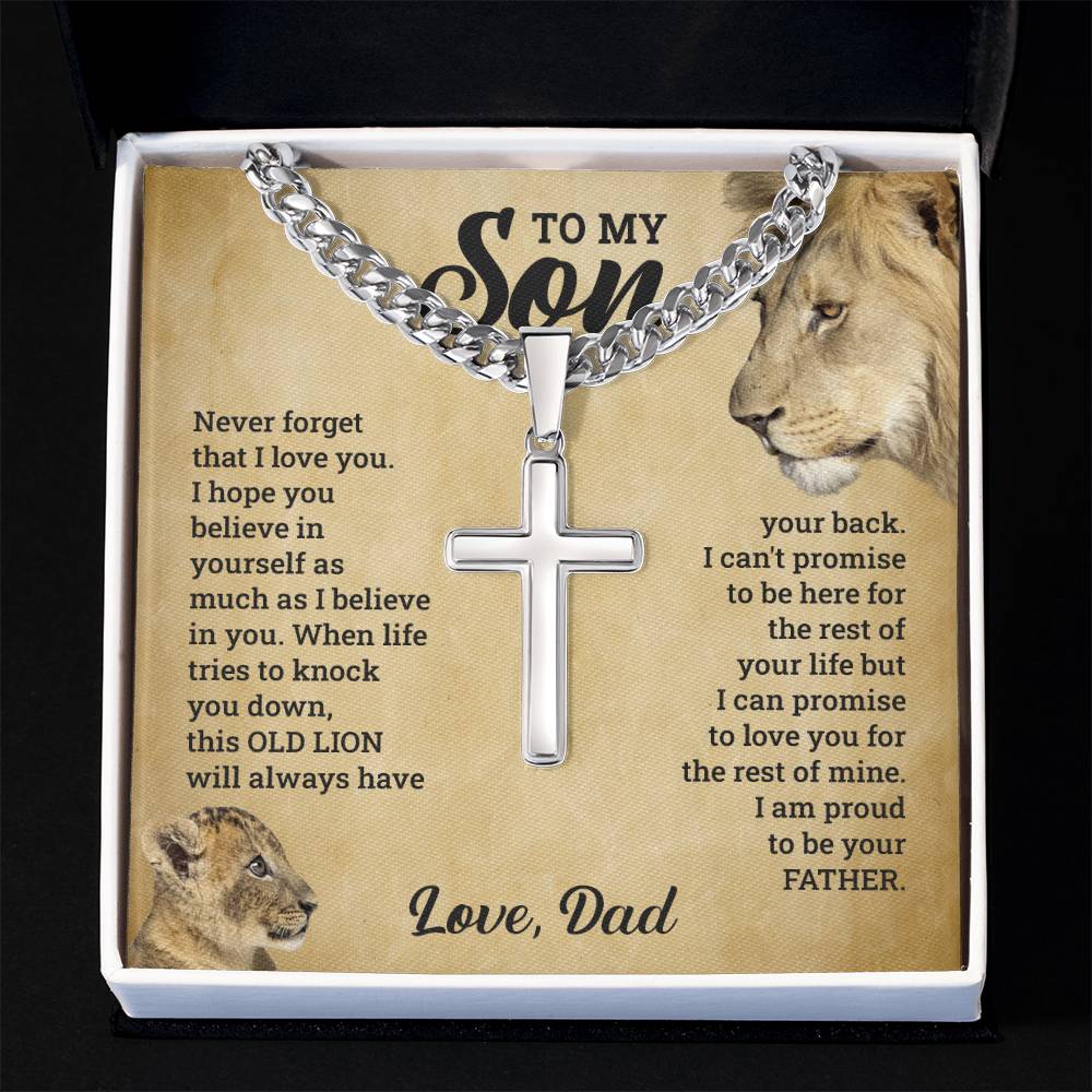 Son - Never Forget That I Love You - Cross Necklace on Cuban Chain