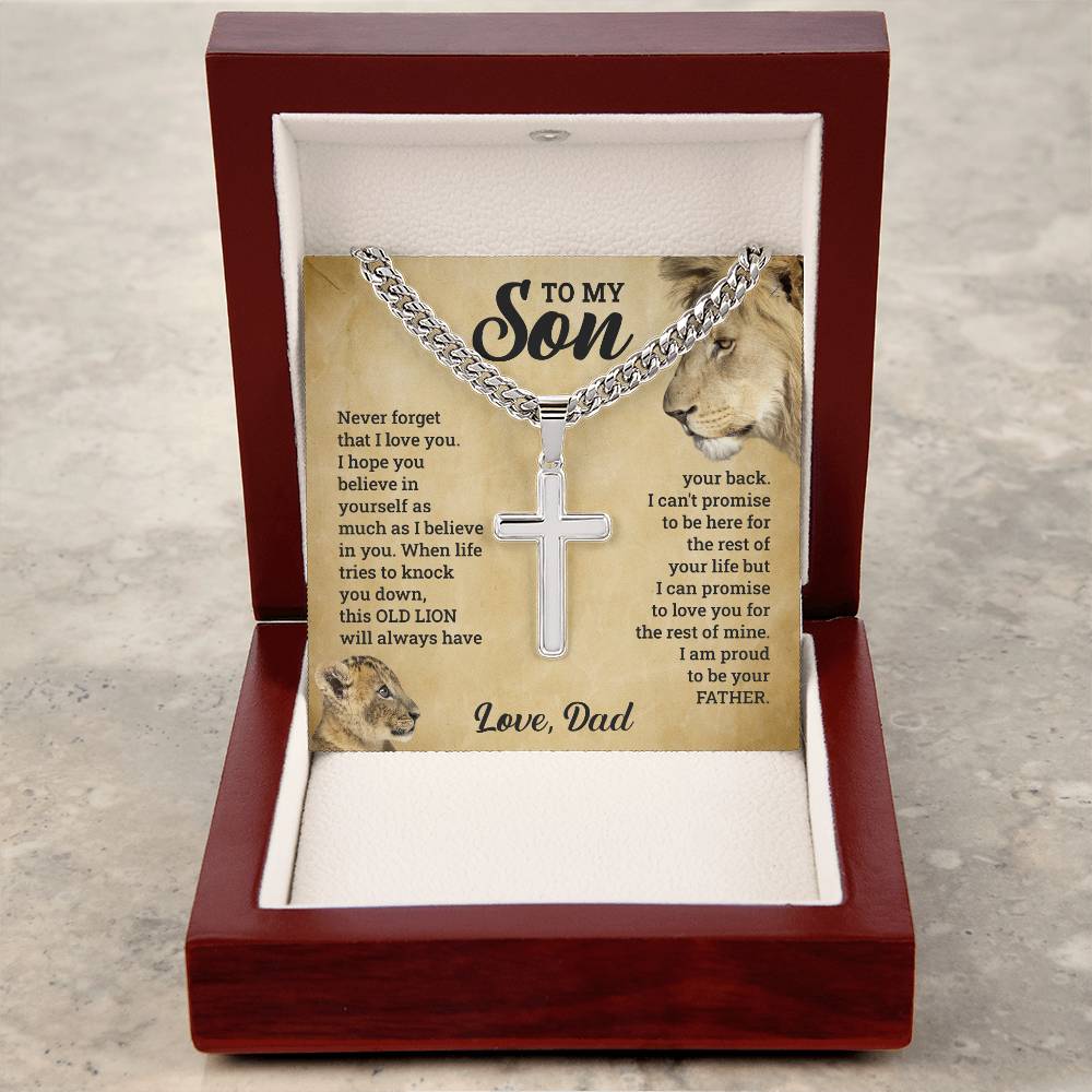 Son - Never Forget That I Love You - Cross Necklace on Cuban Chain