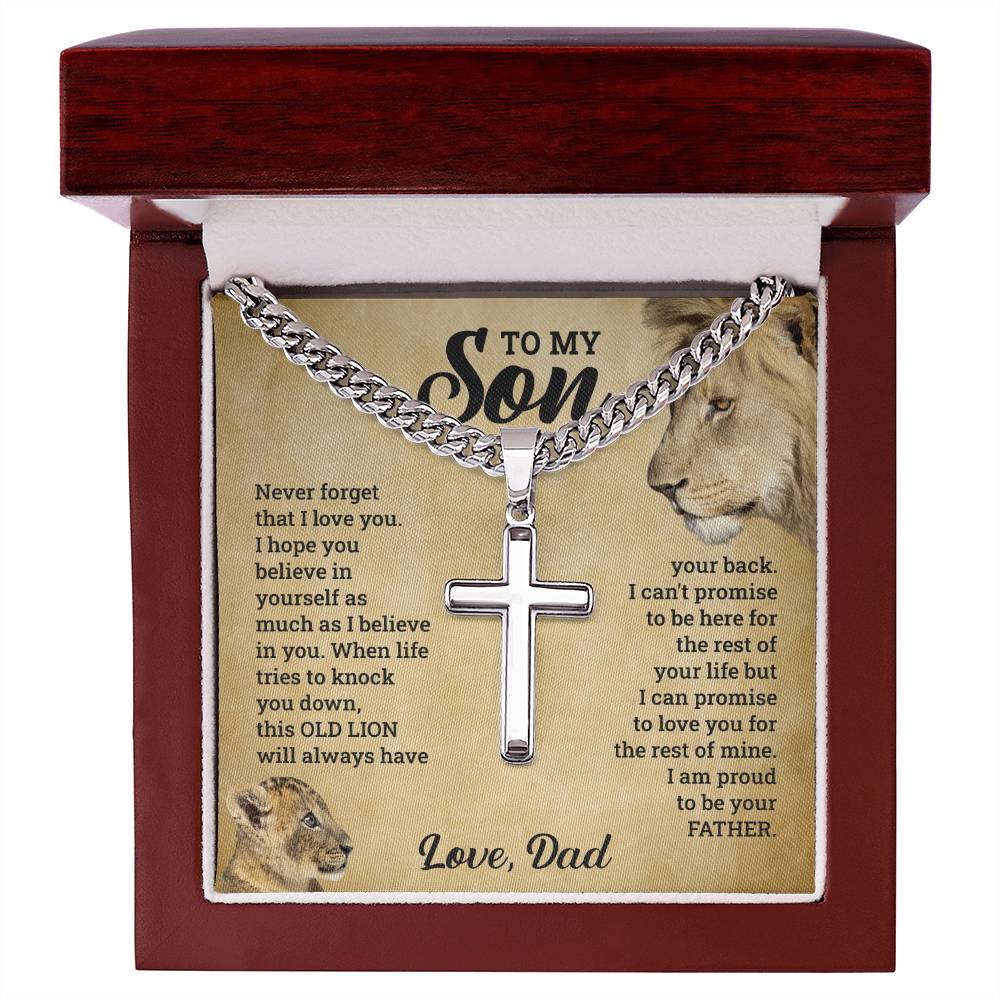 Son - Never Forget That I Love You - Cross Necklace on Cuban Chain