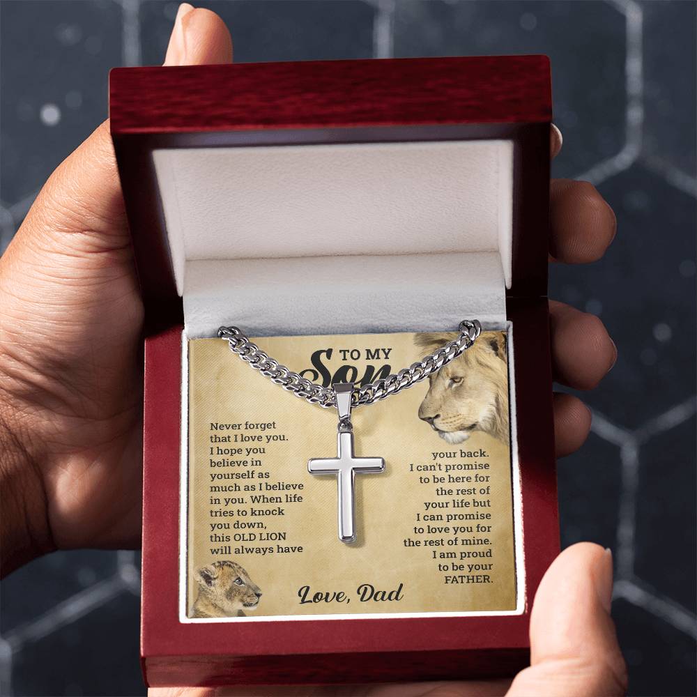 Son - Never Forget That I Love You - Cross Necklace on Cuban Chain