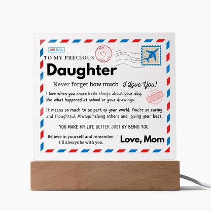 Daughter - I love when you share little things about your day  - Acrylic Square Plaque