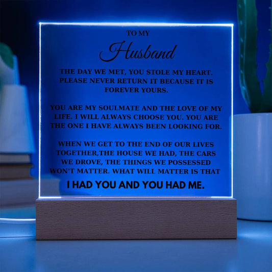 Husband - The day we met, you stole my heart - Acrylic Square Plaque