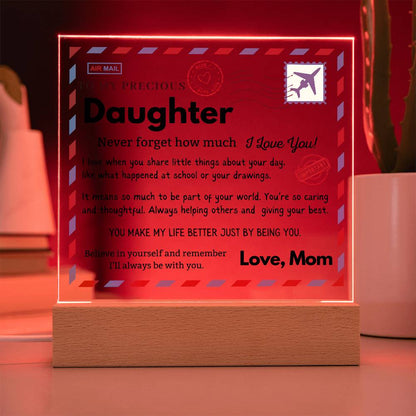 Daughter - I love when you share little things about your day  - Acrylic Square Plaque