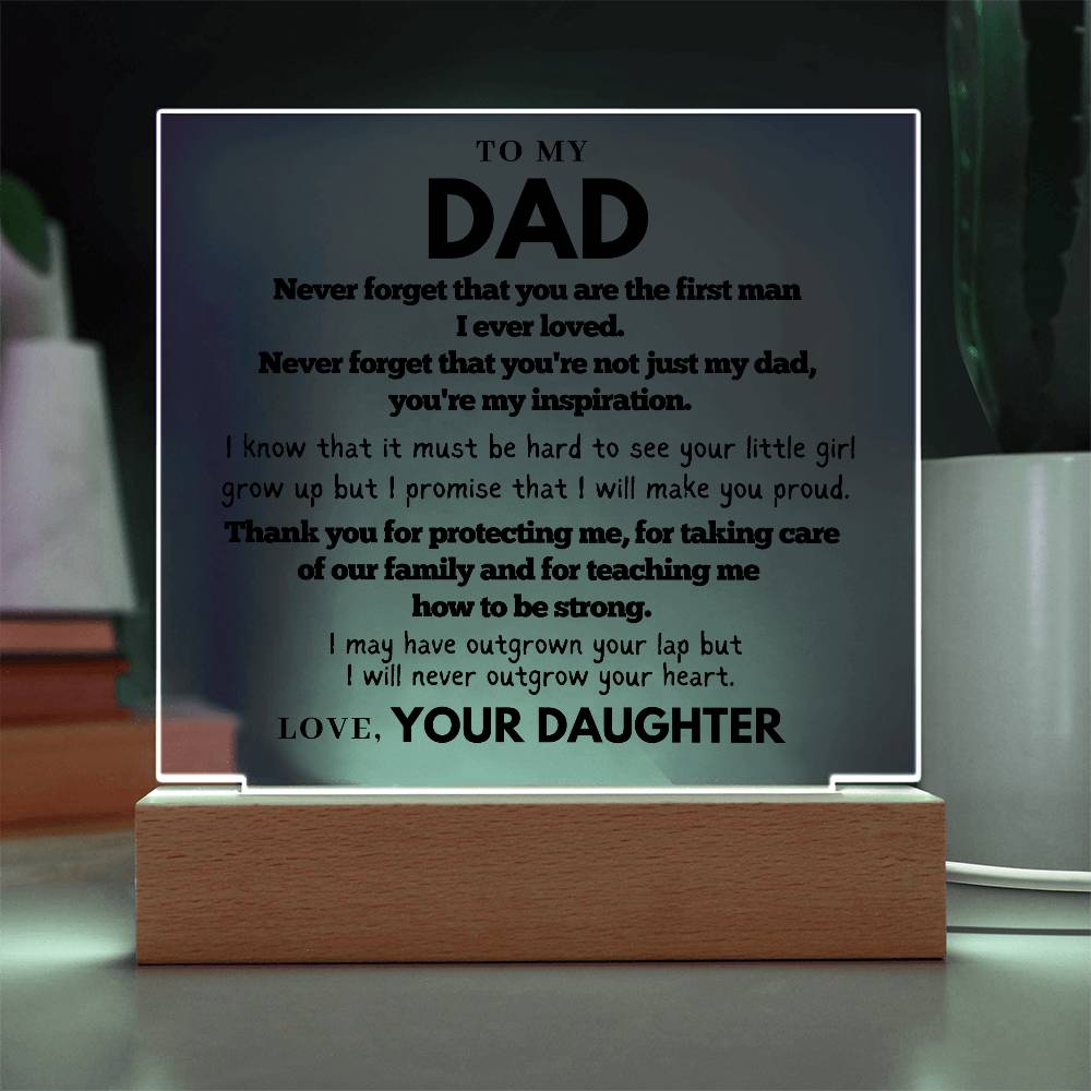 Dad - Never forget that you are the first man I ever loved  - Acrylic Square Plaque