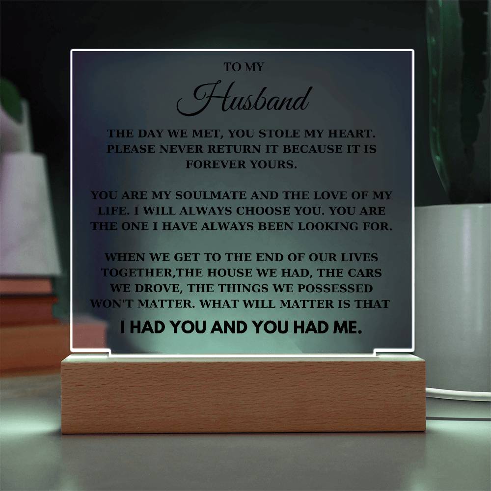 Husband - The day we met, you stole my heart - Acrylic Square Plaque