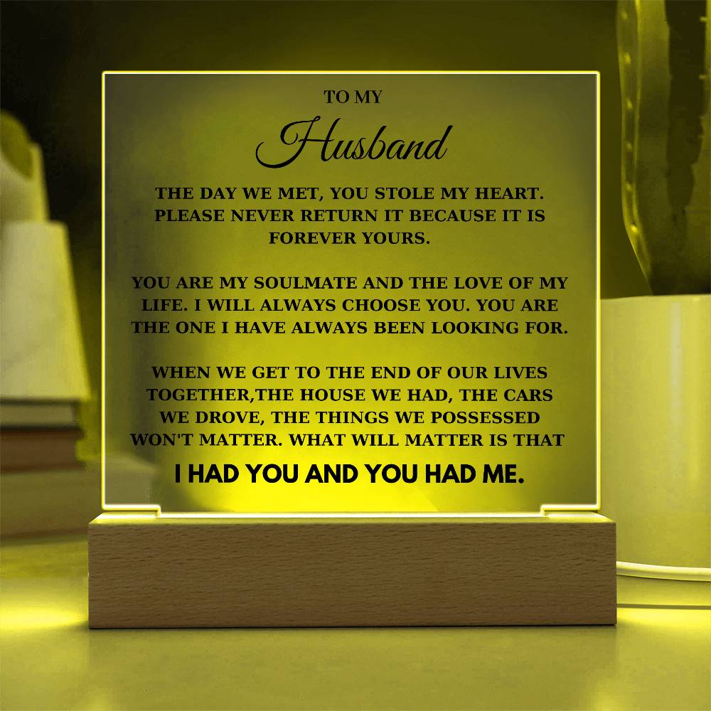 Husband - The day we met, you stole my heart - Acrylic Square Plaque