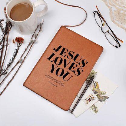 Personalized Leather Journal - Jesus Loves You, Engraved Christian Notebook, Bible Verse Gift, Faith Journal for Prayer & Reflection