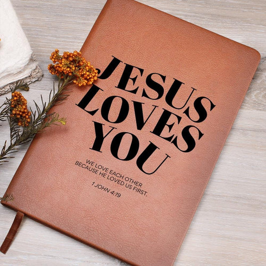 Personalized Leather Journal - Jesus Loves You, Engraved Christian Notebook, Bible Verse Gift, Faith Journal for Prayer & Reflection